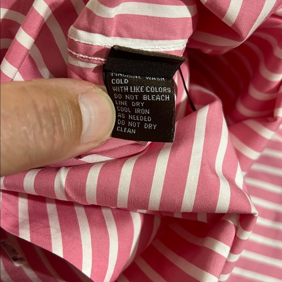J. McLaughlin Men’s Slim Fit Button Down Dress Shirt in Pink & White, size Large - Picture 9 of 14